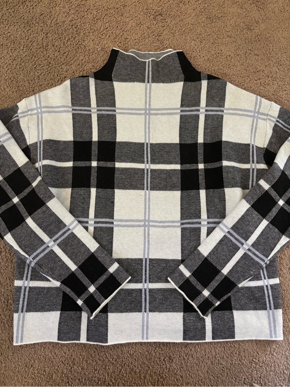Tahari Women’s Turtleneck Plaid Sweater - Black & White